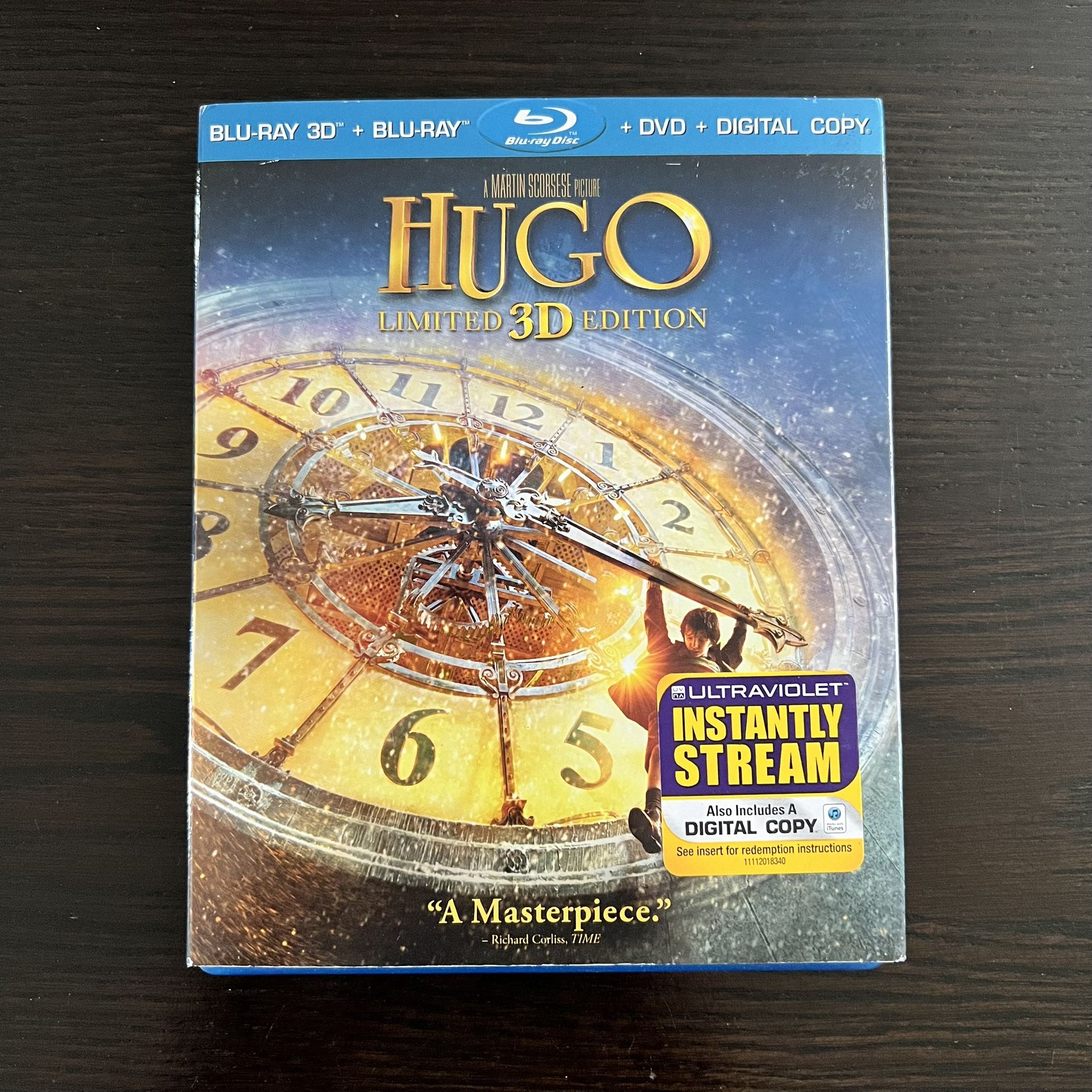 Hugo Limited Edition 3D Blu-Ray, Blu-Ray, DVD & Digital Movies w/ Slipcover