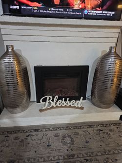 2 TALL SILVER VASES