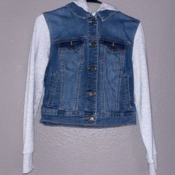 Jean and hoodie button up jacket 