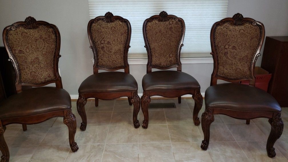 4 dining room leather & fabric Chairs