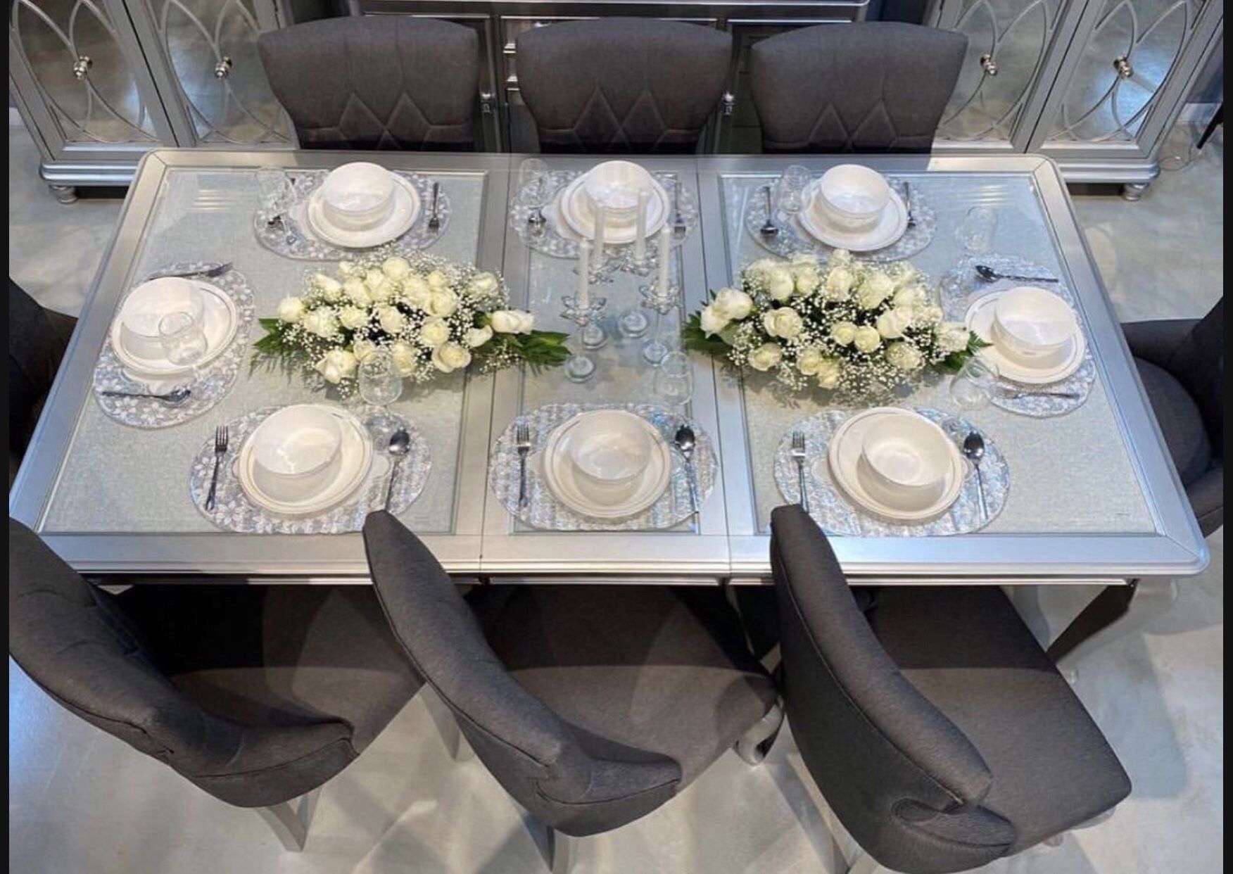 Coralayne Ashley Furniture Silver Dining Room Set Ashley Furniture