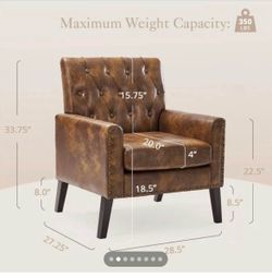 Brown Tufted Faux Leather Accent Chair