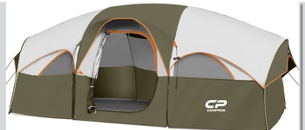 Tent 8 Person Camping Tents, Weather Resistant Family Tent, 5 Large Mesh Windows, Double Layer, Divided Curtain for Separated Room, Portable with Carr