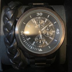 Black Watch & Coordinating Braided Bracelet 