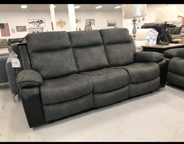 Black/ Gray 2 Piece Reclining Living Room Set / Sofa & Loveseat ☄️ Brand New✨ Showroom Available