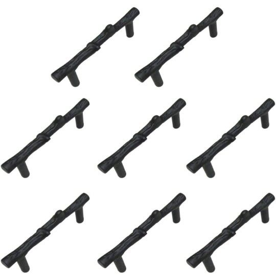 8 Pack 5" Black Branch Handles, Twig Tree Branch Cabinet Pulls