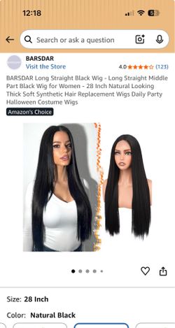 Long Straight Black Wig Middle Part for Women - 28 Inch #14