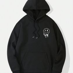 black cartoon thermal lined hoodie