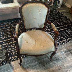 Hand Carved Mid Century French Walnut Arm Chair