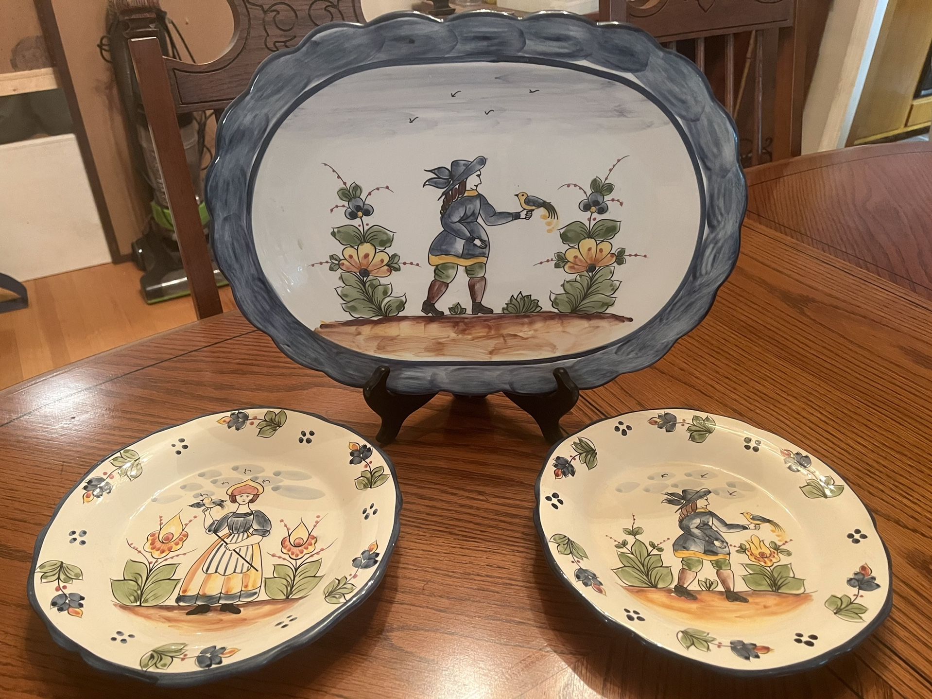 Set Of 2 Decorative Plates and 1 Platter