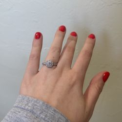 Size 8.5 Engagement And Wedding Ring 