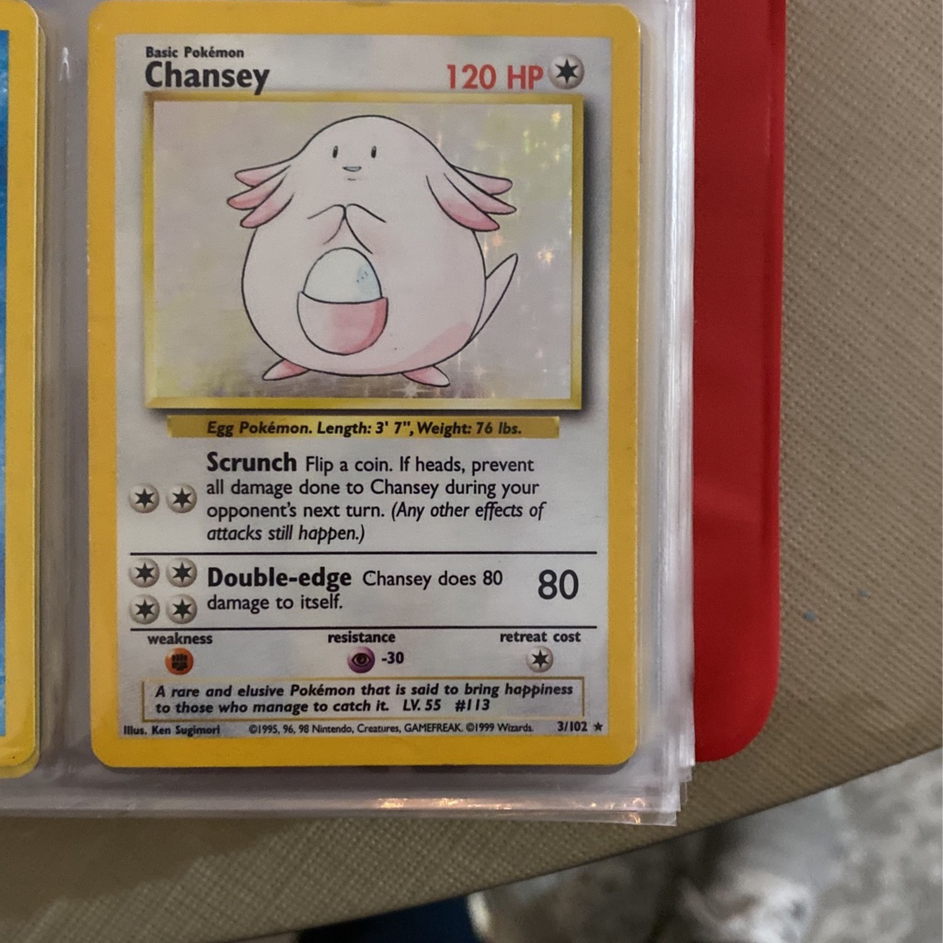 Chansey Holo 1995 Pokémon Card