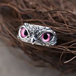 Vintage pink Owl Ring