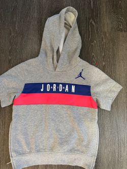 Jordan Kids Hoodie 110-116 Gray Blue Red Short Sleeve Jumpman Side Zip 5-6Y