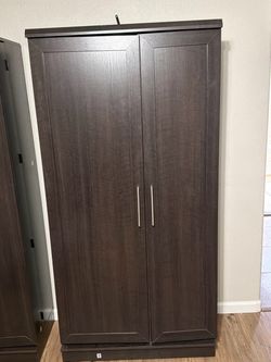 Dark Brown Wood Wardrobe Armoire Cabinet