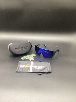 BOMBER EYEWEAR JOHNNY BLUE MIRROR SAFETY GLASSES w/ ZIP CASE**(FINANCIAMOS/WE FINANCE)**