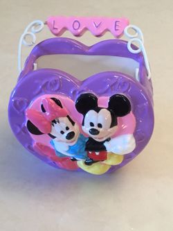 Disney Mickey & Minnie Candy Dish Bowl The Perfect Pair With Love Handle