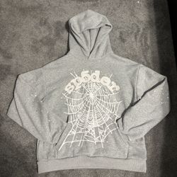 sp5der hoodie heather grey size m