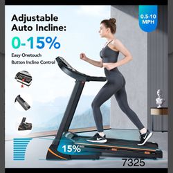 Treadmill with 0-15% Auto Incline, 3HP Folding Treadmill