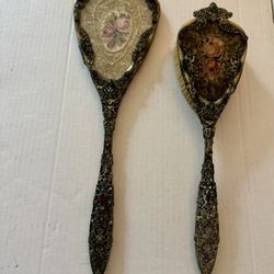 Beautiful Antique Mirror & Brush 