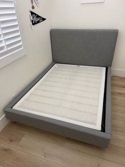 Full Size Upholstered Bed in Grey with Box Spring from Living Spaces