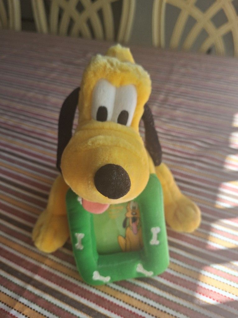 Disney Pluto Stuffed Animal W/photo holder