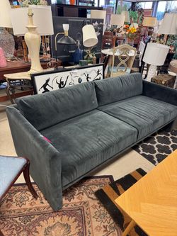 Gray-Blue Velvet Two-Seat Sofa