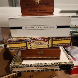 5 Assorted Vintage Cigar Boxes