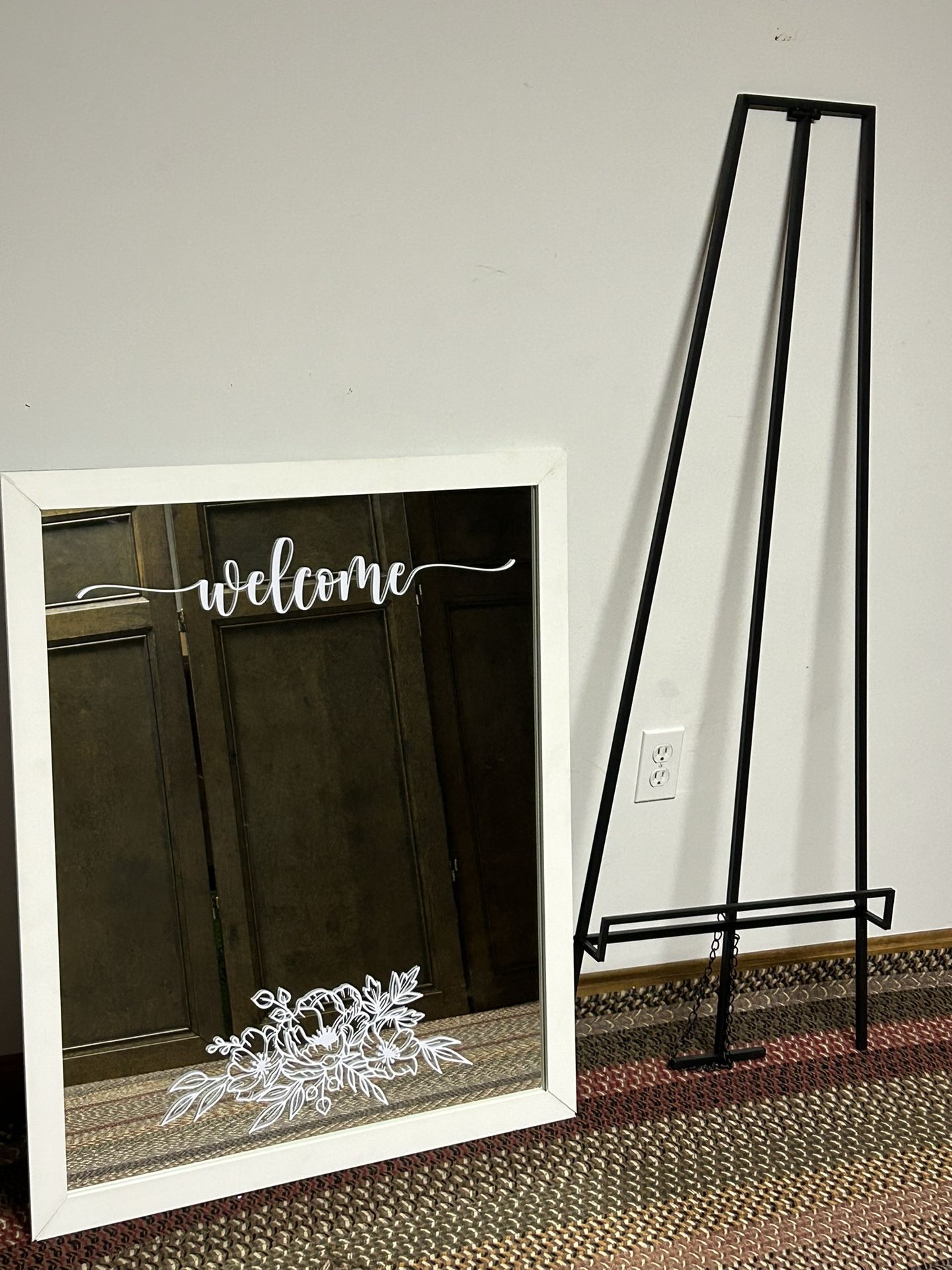 Large Welcome Mirror With Metal Easel
