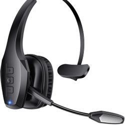 Bluetooth Headset, Wireless Headset with Mic, Bluetooth Headsets with Dual Noise Cancelling Microphone & Mute Button, 55Hrs Working Time PC Headsets f