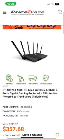asus ac3200 tri-band gigabit wifi router