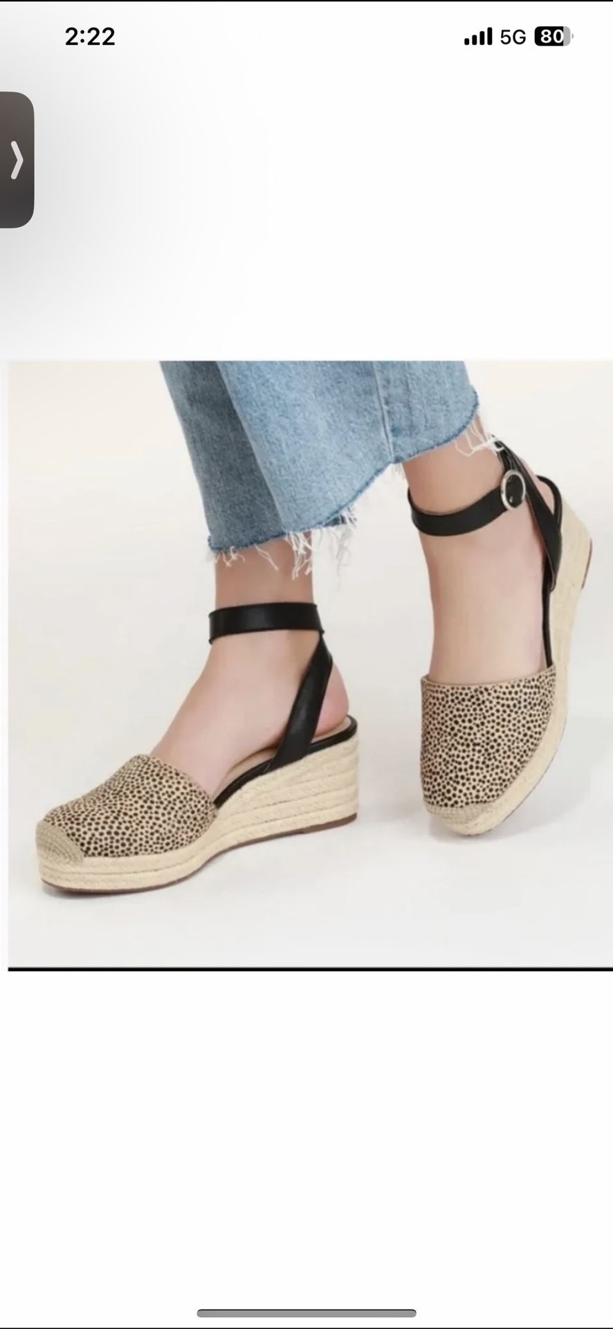 Sole Society So Channing Cow Hair/ Leather Upper Wedge Espadrille Sandals Sz7, Perfect Conditions Used Two Times ..