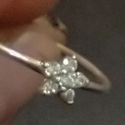 Sterling Silver And Gemstone Flower Ring