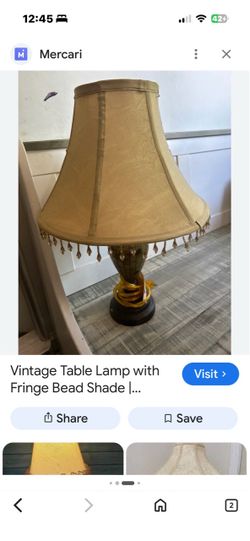 vintage table lamp with fringe Bead shade