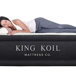 King Koil Luxury California King Air Mattress with Built-in Pump for Home, Camping & Guests - 20” King Size Inflatable Airbed Luxury Double High Adjus