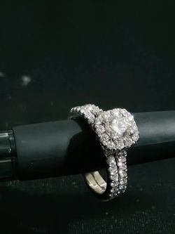 14k white gold, natural stones, bridal set