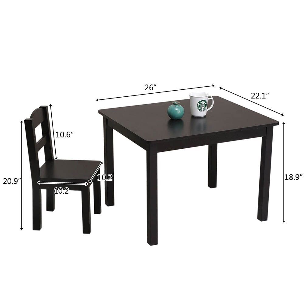 Kids Wood Table and 4 Chairs Set Children's, Black