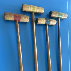Set Of 4 Vintage Croquet Mallets