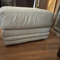 Grey Leather Ottoman 