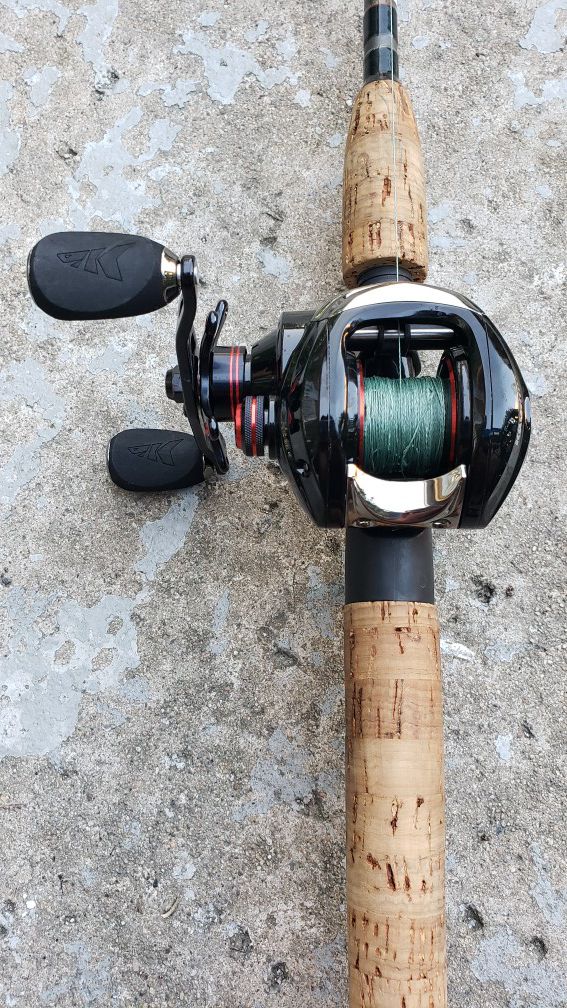 fishing rod and kastking baitcaster reel with quantum pole