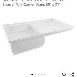 New: Never Installed RV/Camper Combo Shows Pan  35"X 21"Corner Drain
