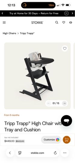 Stokke Tripp Trapp High Chair with tray and cushions