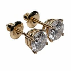 2.18 ctw Lab Diamond Stud Earrings D-VS1 Individual IGI's 14k Yellow Gold