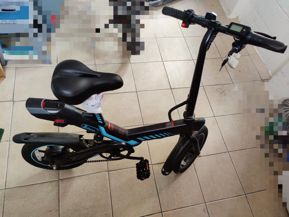 Sailnovo Electric Bike, Electric Bicycle with 18.5MPH Electric Bikes for Adults Teens E Bike with Pedals, 14" Waterproof Folding Mini Bikes with 374.4