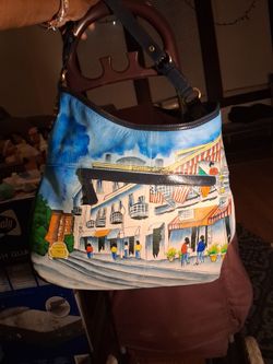 Hand-Painted Leather Hobo Bag