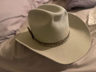 Vintage Stetson Rancher 5X Beaver & Hare Felt Hat – Size 7 – Stardust/Light Gray – Handmade Diamondback Rattlesnake Hat Band