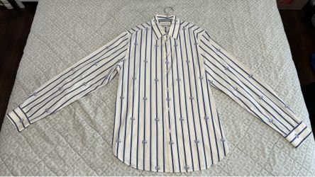 GUCCI DOUBLE G STRIPE COTTON SHIRT