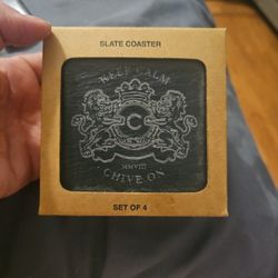 New In Box Set Of 4 Chive Slate Coasters