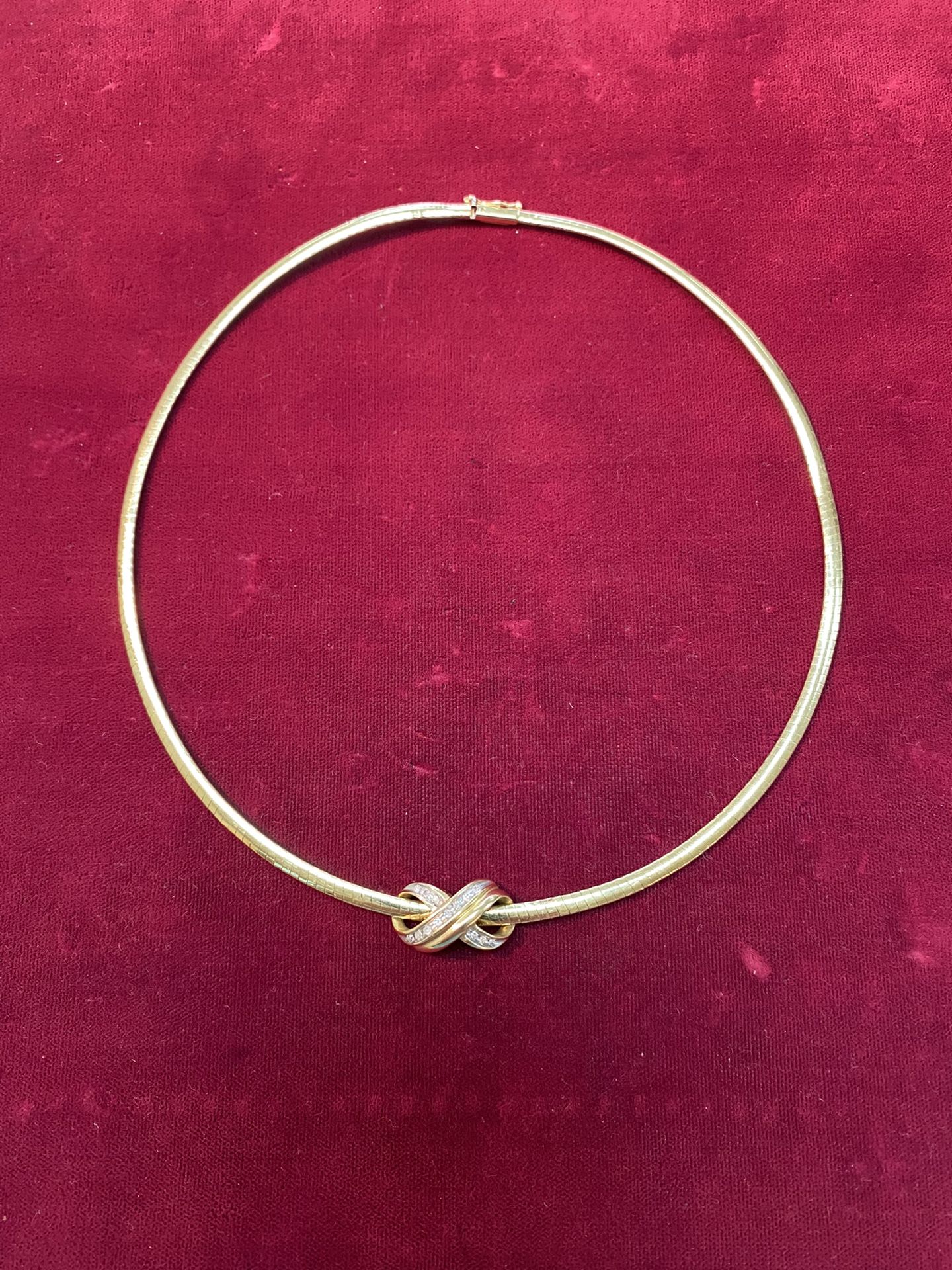 Gold Omega Necklace And Diamond Slide