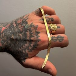 Gorgeous 🔥 !! New Gold Plated 925 Sterling Silver Herringbone Bracelet !!